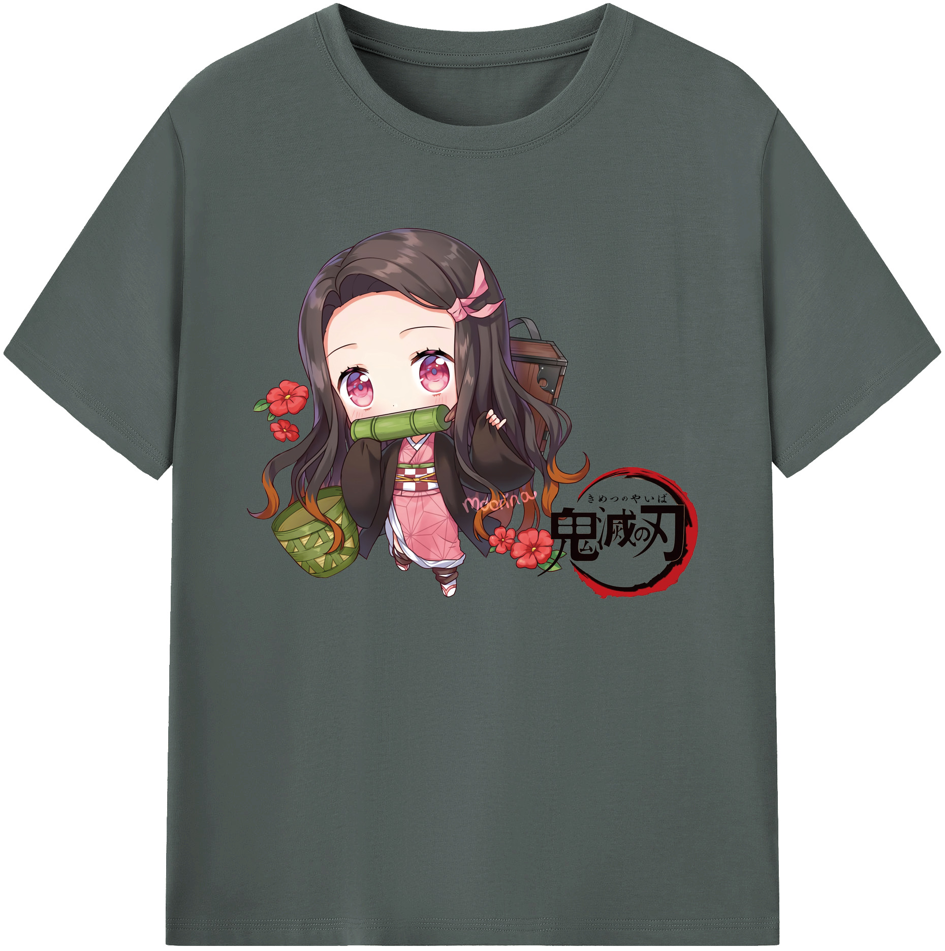 （画像用） 鬼滅の刃（きめつのやいば）竈門 禰󠄀豆子／かまど ねずこ Kamado Nezuko 綿100％ メンズ半袖Tシャツ｜肌触りやわらか＆通気性